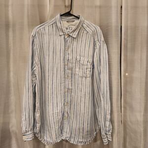 Tommy Bahama Relax Shirt Large 100% Linen Striped‎ Button Up Mens MSRP $89